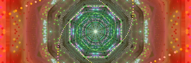 Неонов Тунел Скрийнсейвър 3:1 Triple Wide 60fps Vj Loop Зелен Осмоъгълник