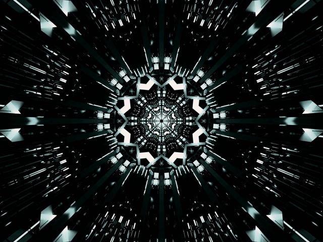 Neon Tunnel Kaleidoscope Star Burst VJ Loop 4:3 Класически 60fps Екран Заставка