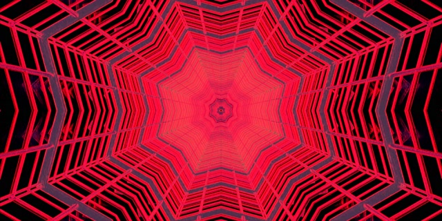 Червено Неонов Тунел Звезда Vortex VJ Loop 2:1 Univisium 60fps Screensaver