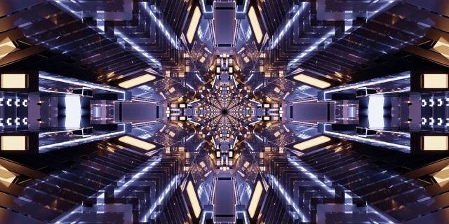 Neon Tunnel Fractal Kaleidoscope VJ Loop 2:1 Univisium 60fps Screensaver