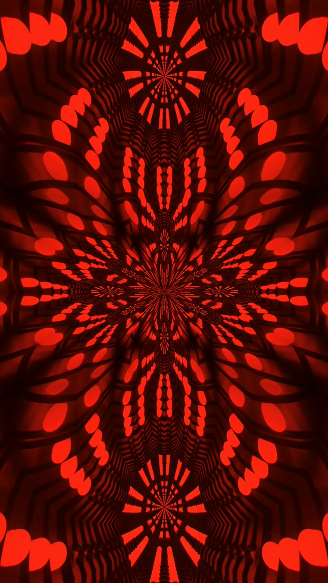 Red Fractal Kaleidoscope Neon Tunnel Vj Loop 9:16 Reels 60fps Screensaver