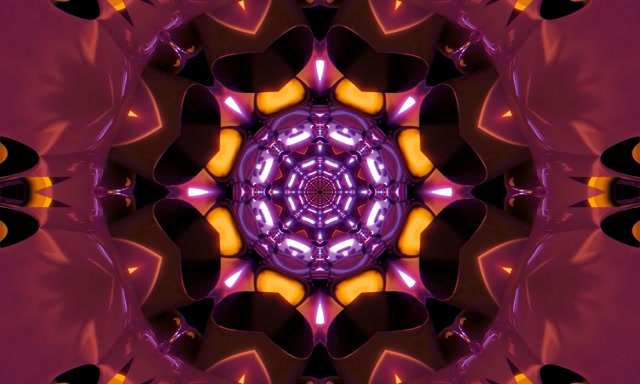 Neon Tunnel Purple Orange Kaleidoscope Screensaver 5:3 Wide 60fps VJ Loop