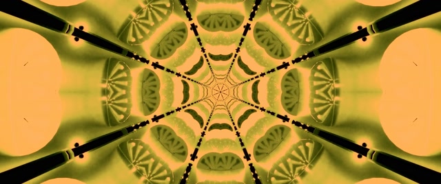 Neon Tunnel Gold Green Kaleidoscope Screensaver Vj Loop 2.39:1 Cinemascope 60fps