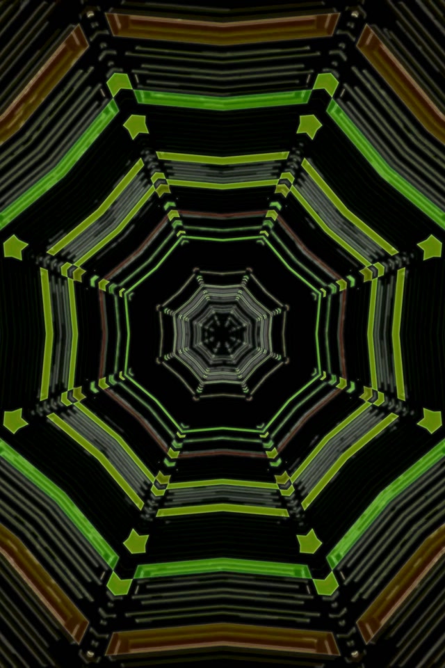 VJ Loop Neon Tunnel 9:16 Reels 60fps Screensaver Hexagon Vortex Green Black