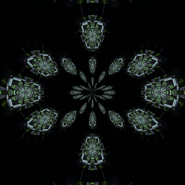 Vj loop Túnel de Neó Fractal Calidoscopi Verd 1:1 Quadrat 60fps Protector de Pantalla