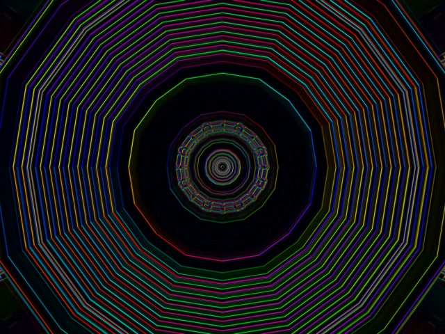 Neon Tunnel Spiraling Octagon Vortex | VJ Loop 60fps 4:3 Classic Screensaver