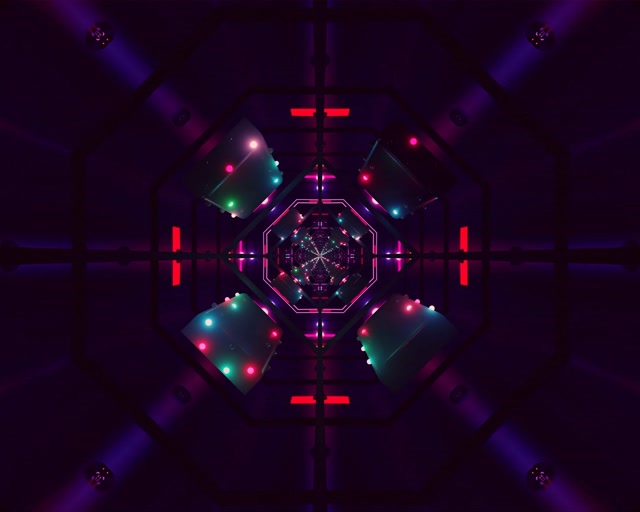 Neon Tunnel Screensaver 5:4 Industrial 60fps Purple Red VJ Loop