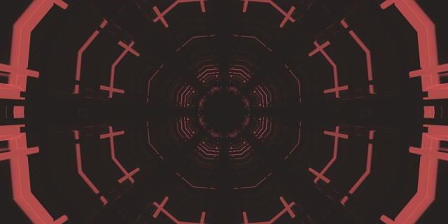 Red Neon Tunnel Octagon Grid VJ Loop 2:1 Univisium 60fps Screensaver