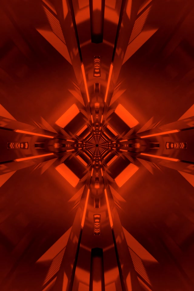 Red Neon Tunnel Kaleidoscope VJ Loop 2:3 Photo Portrait 60fps Screensaver