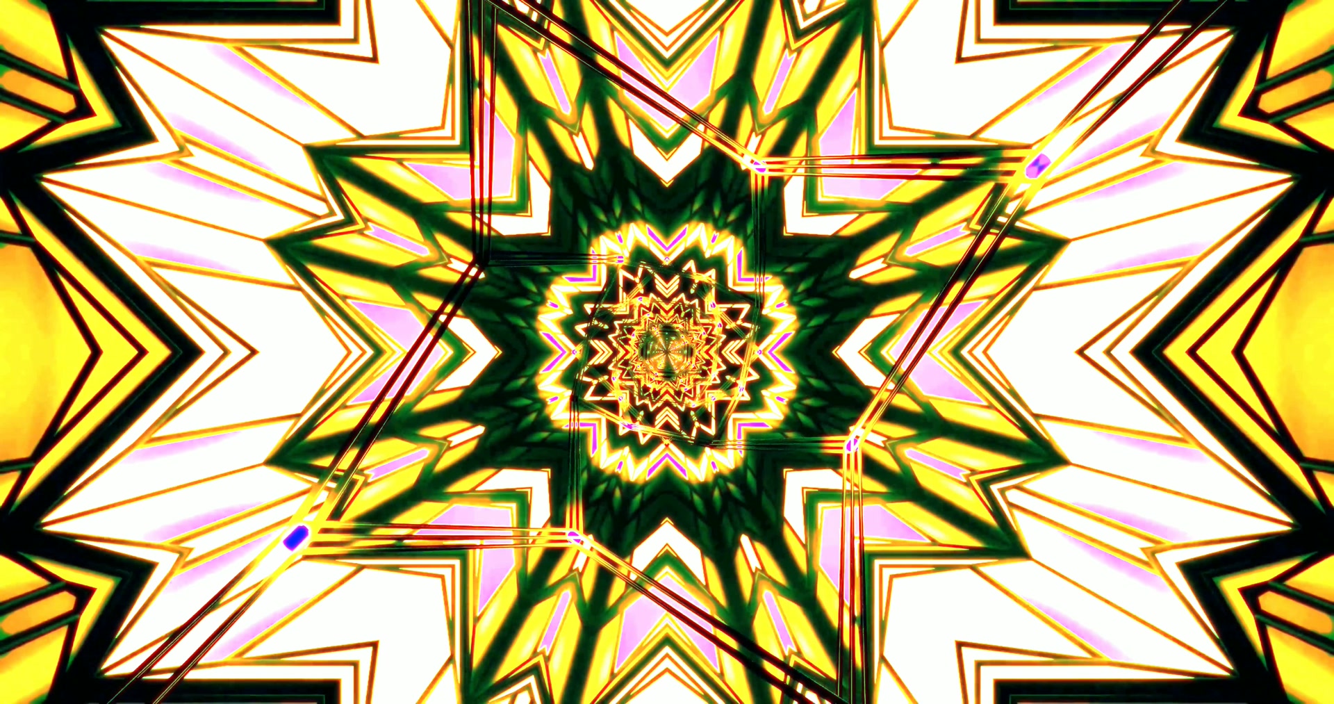 Green Gold Star Neon Tunnel 4k uhd 60fps screensaver Vj visual