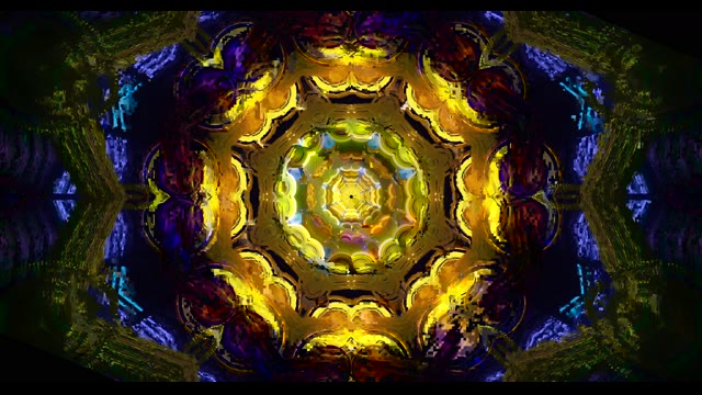 Mandala Calidoscopi Daurat Còsmic VJLoops - Fons Moviment Geomètric Vibrant
