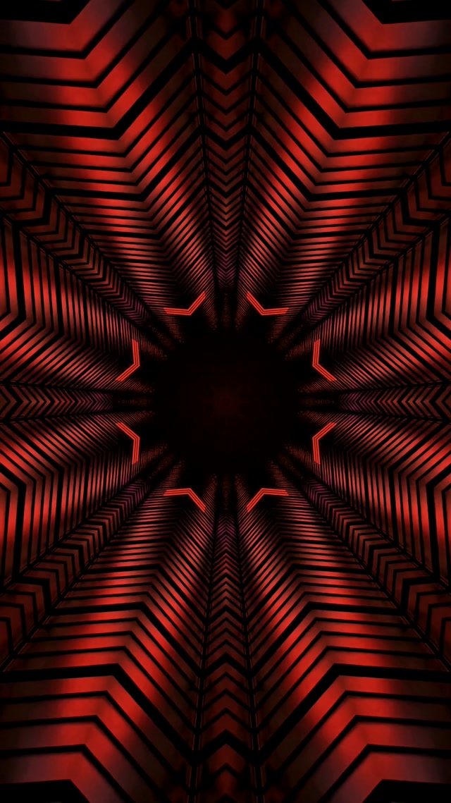 Túnel de Neó Caleidoscopi Estrella Vermella Vj Loop 9:16 Reels 60fps Estalviapantalles