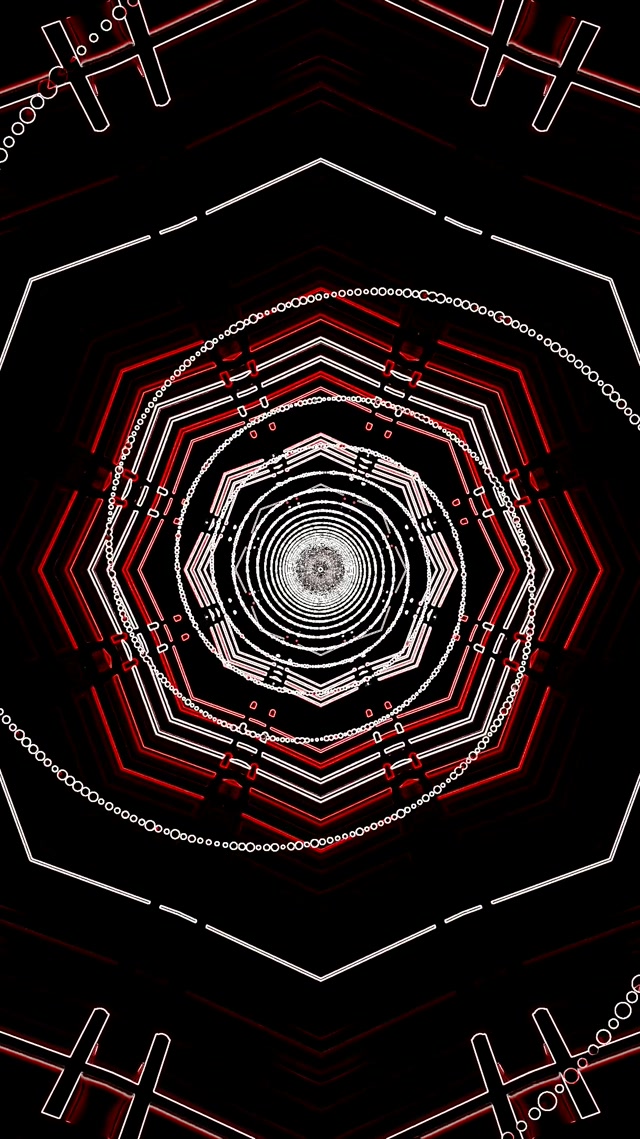 Túnel de Neó Vòrtex Octàgon Vermell Vj Loop 9:16 Reels 60fps Estalvi de Pantalla