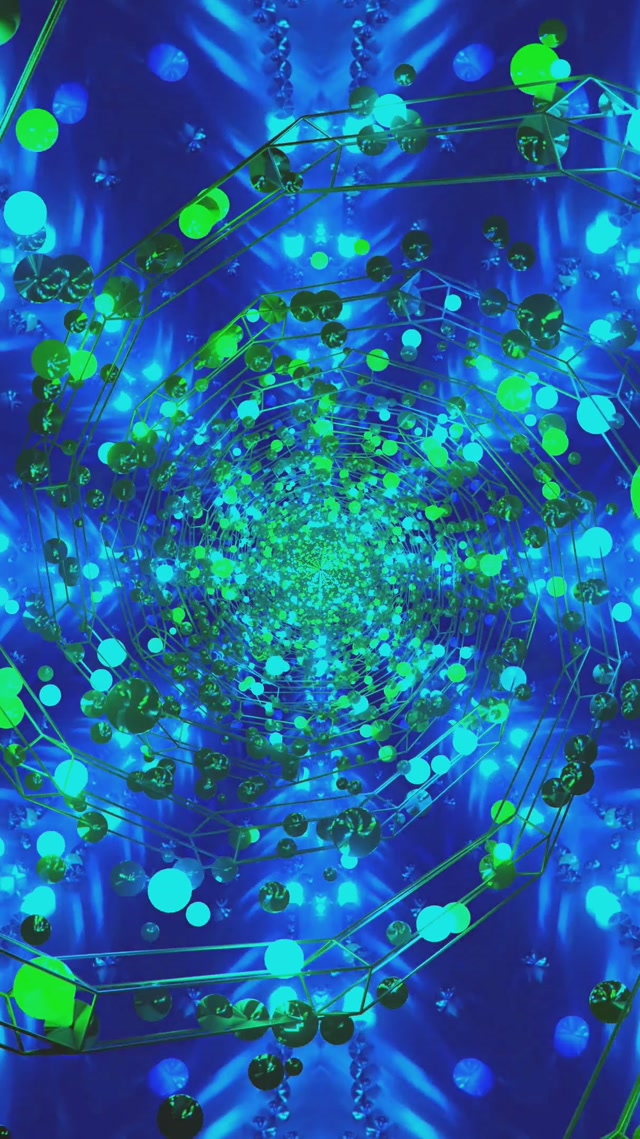Túnel de Neó Orbes Espiral Blau Verd VJ Loop 9:16 Reels 60fps Protector de Pantalla