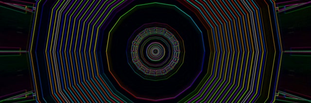 Neon Tunnel Concentric Circles VJ Loop 3:1 Triple Wide 60fps Screensaver