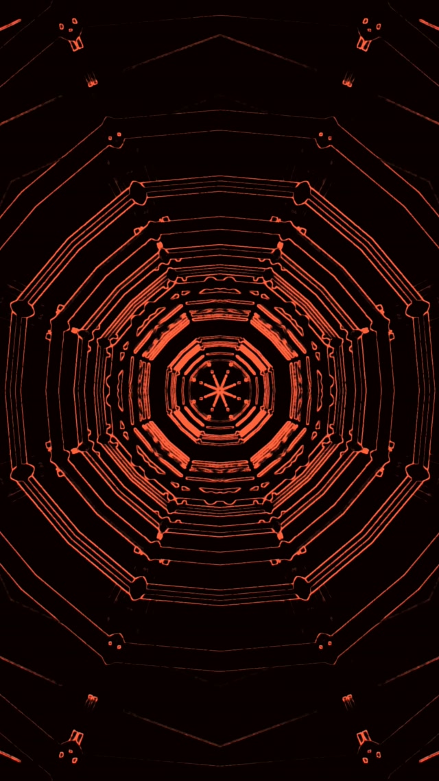 Túnel de Neó Vòrtex Octàgon Vermell Vj Loop 9:16 Reels 60fps Estalvi de Pantalla