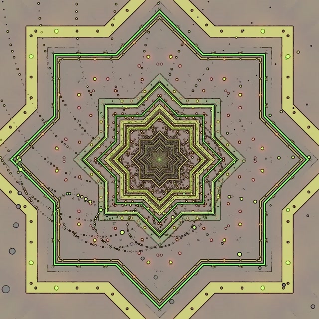 Túnel de Neó Estrella Protector de Pantalla 1:1 Quadrat 60fps VJ Loop Verd Groc