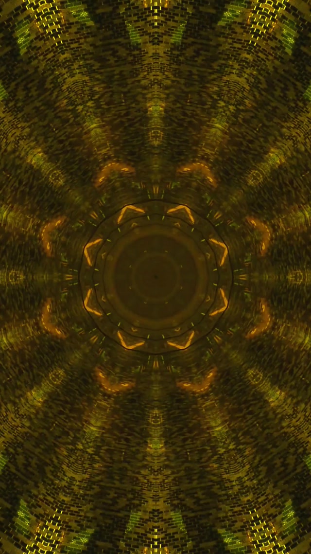 Túnel de Neó Vòrtex Mandala Daurat Protector de Pantalla 9:16 Reels 60fps VJLoops