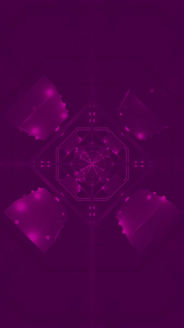 Túnel de Neó Porpra Estalviapantalles 60fps 9:16 Reels VJ Loop Octàgon Fractal