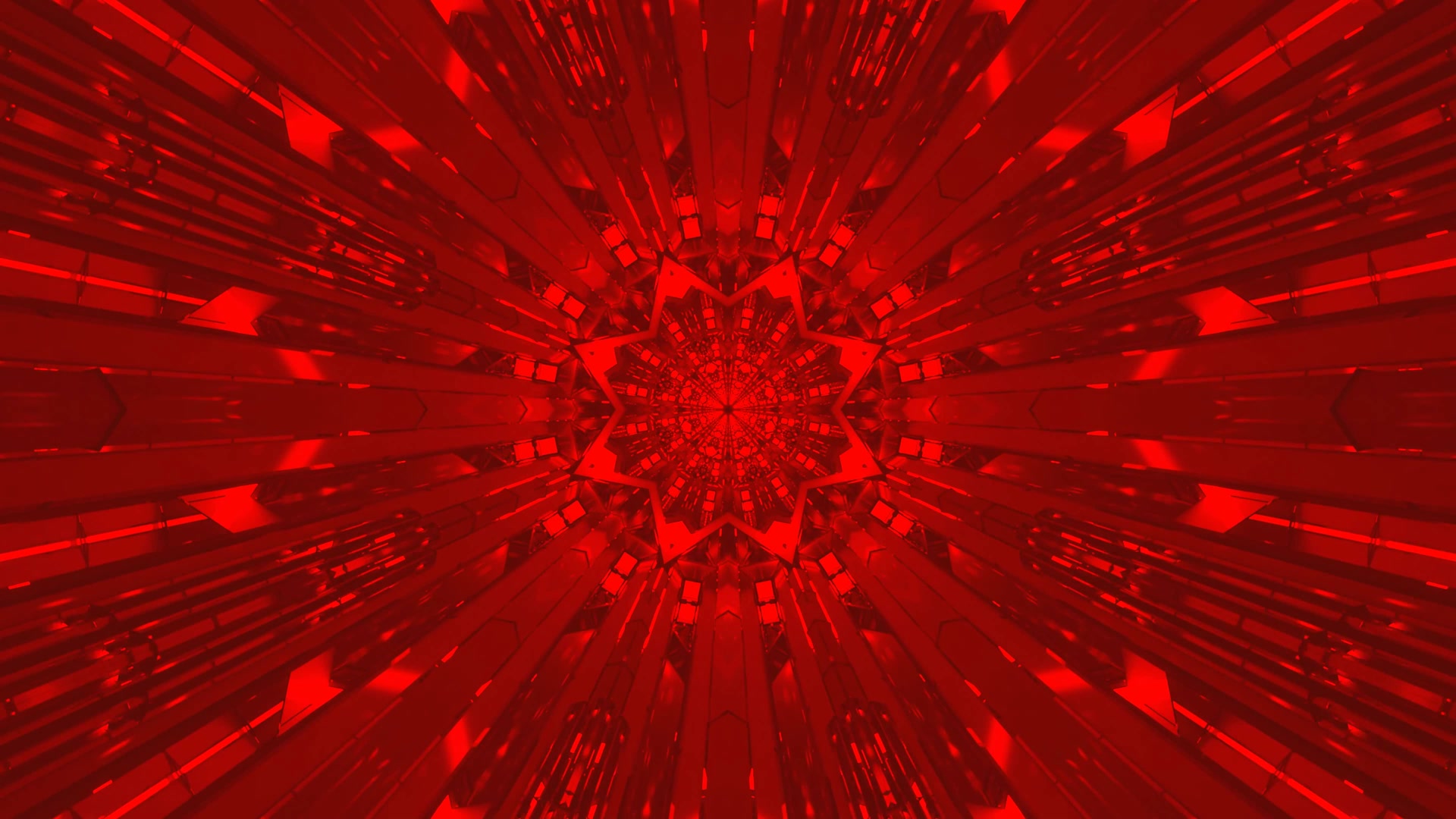 Červený Neon Tunel Kaleidoskop 4K UHD 60fps spořič obrazovky VJ loop