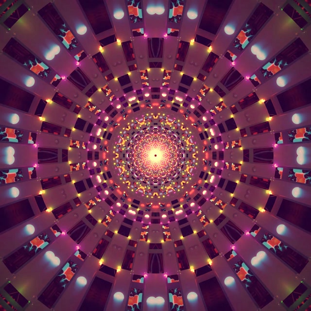 Vj Loop neonový tunel radiální růžový fialový kaleidoskop 1:1 čtverec 60fps šetřič obrazovky