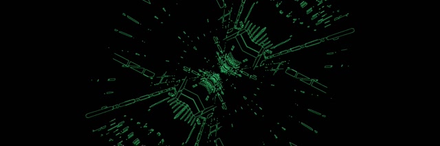 Neonový tunel zelený obvod výbuch 3:1 trojitě široký 60fps spořič obrazovky Vj Loop