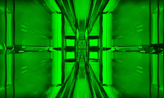 Neon Tunnel VJ Loop 5:3 Wide 60fps Screensaver - Symmetrical Green Light Corridor