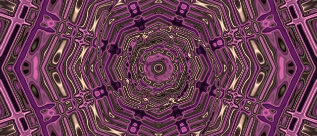 Fialový Fraktální Kaleidoskop Neonový Tunel VJ Loop 21:9 Ultraširoký 60fps Šetřič Obrazovky