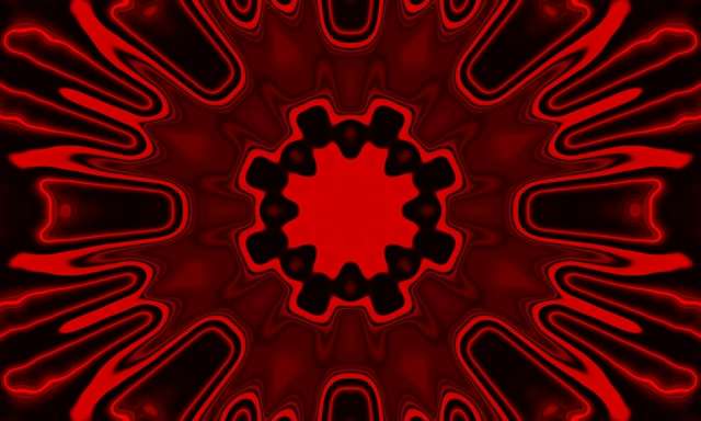 Red Pulsating Mandala Neon Tunnel 5:3 Wide 60fps VJ Loop Screensaver