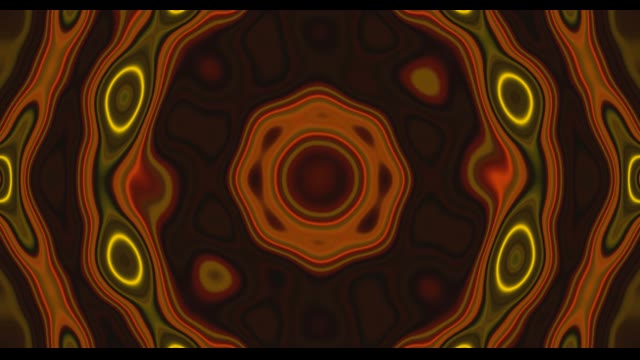 Abstraktní Kaleidoskop Vzor se Zlatými Žlutými Oranžovými Proudícími Tvary VJLoops