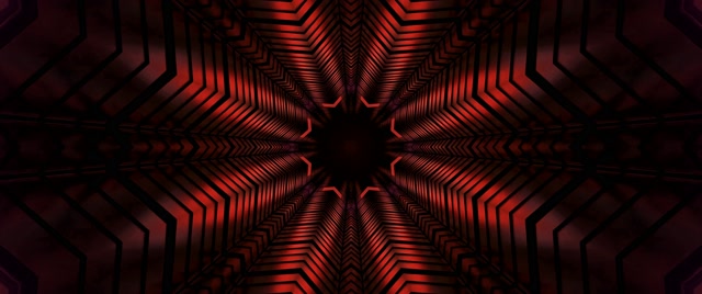 VJ loop Neonový Tunel Červený Kaleidoskop Hvězda Burst 2.39:1 Cinemascope 60fps Spořič