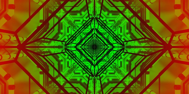 Zeleně Červený Neon Tunel Šetřič Obrazovky 2:1 Univisium 60fps VJ Loop PC