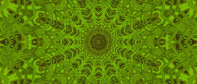 Zelený Neonový Tunel Kaleidoskop Spořič Obrazovky 21:9 Ultrawide 60fps VJ Loop