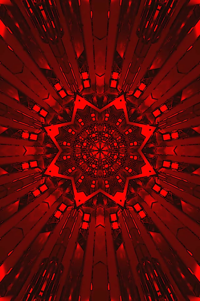Červený neonový tunel hvězda kaleidoskop spořič obrazovky 2:3 na výšku 60fps VJ Loop
