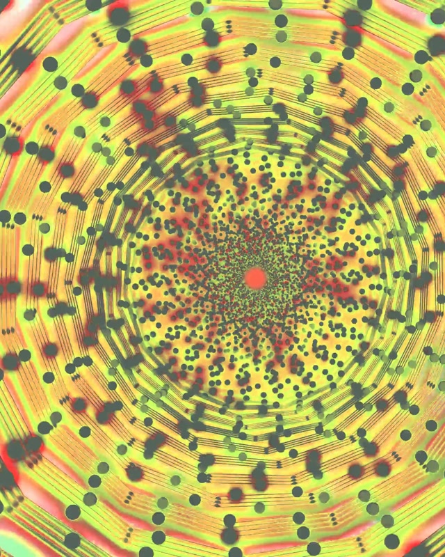 Neonový Tunel Spirálový Tečkový Vortex VJ Loop 4:5 Instagram 60fps Spořič