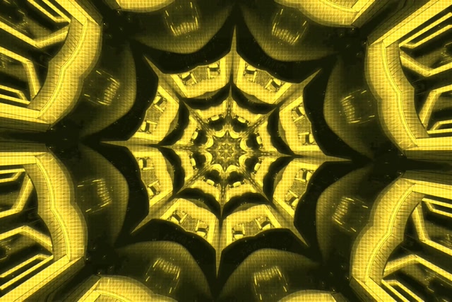 Yellow Neon Tunnel Fractal Kaleidoscope Loop 60fps 3:2 Screensaver