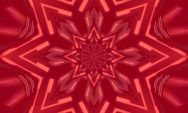 Neonový Tunel Červená Hvězda Kaleidoskop VJLoops 5:3 široký 60fps Šetřič Obrazovky