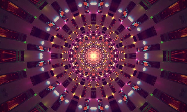 Neonový tunel kaleidoskop VJ Loop 60fps 5:3 Wide šetřič obrazovky růžová spirála