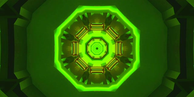Zelený Neonový Tunel Oktagon Kaleidoskop VJ Loop 2:1 Univisium 60fps Spořič