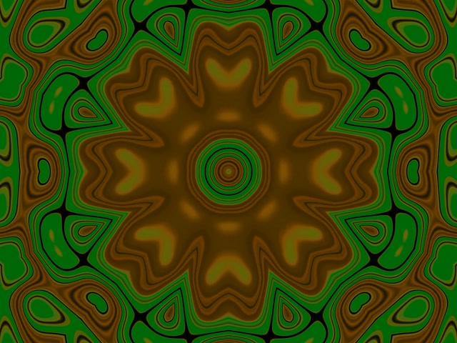 Neon Tunel Zelený Zlatý Mandala Květ 4:3 Classic 60fps Spořič VJ Loop