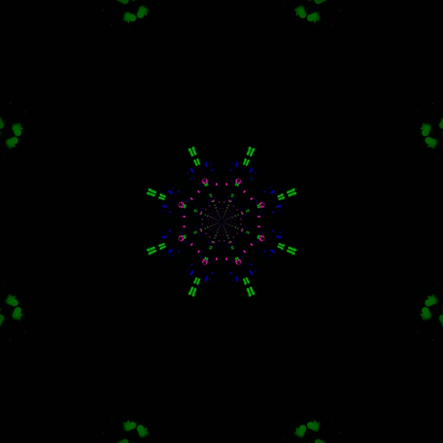 Neonový Tunel Fraktál Kaleidoskop Výbuch VJ Loop 1:1 Čtvercový 60fps Spořič obrazovky