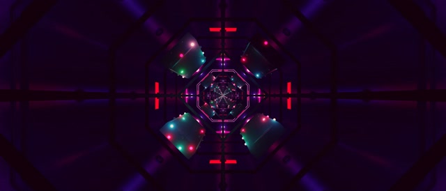 Neon Tunel Spořič obrazovky 21:9 Ultrawide 60fps Fialový VJ Loop