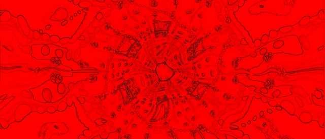 Červený Kaleidoskop Neonový Tunel VJ Loop 21:9 Ultrawide 60fps Spořič Obrazovky