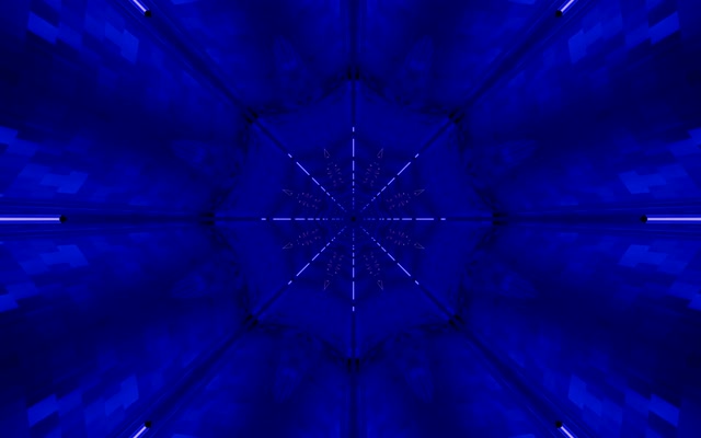 Neonový Tunel Modrý Kaleidoskop Vločka VJ Loop 60fps 16:10 MacBook Spořič Obrazovky