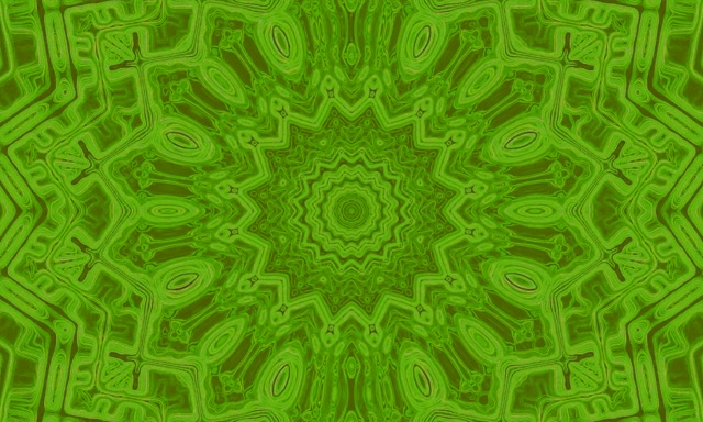 Zelený kaleidoskop Neonový tunel VJ Loop 5:3 Wide 60fps Spořič obrazovky