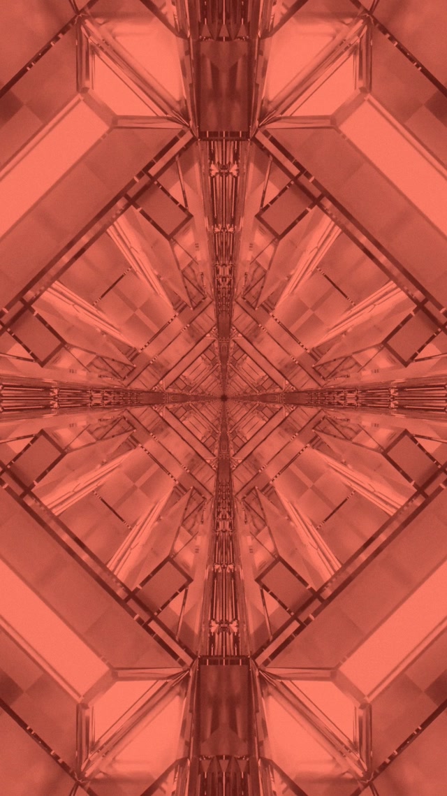 Korálový neonový tunel kaleidoskop kříž VJ Loop 9:16 Reels 60fps spořič obrazovky