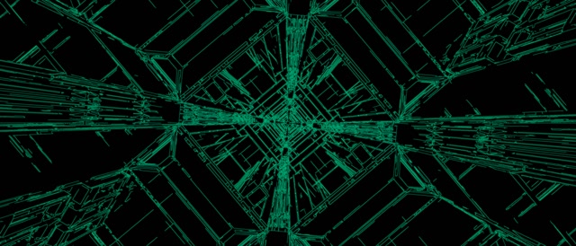 Neonový Tunel Zelený Diamant Vortex VJ Loop 21:9 Ultraširoký 60fps Šetřič Obrazovky