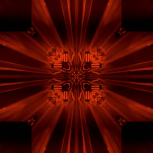 VJ loop Neonový Tunel Červený Fraktál Kaleidoskop Burst 1:1 Square 60fps Spořič