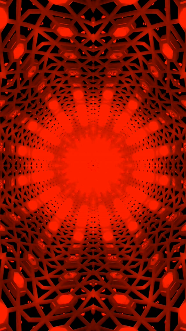 Neonový Tunel Červená Černá Mandala Vortex VJ Loop 9:16 Reels 60fps Šetřič Obrazovky
