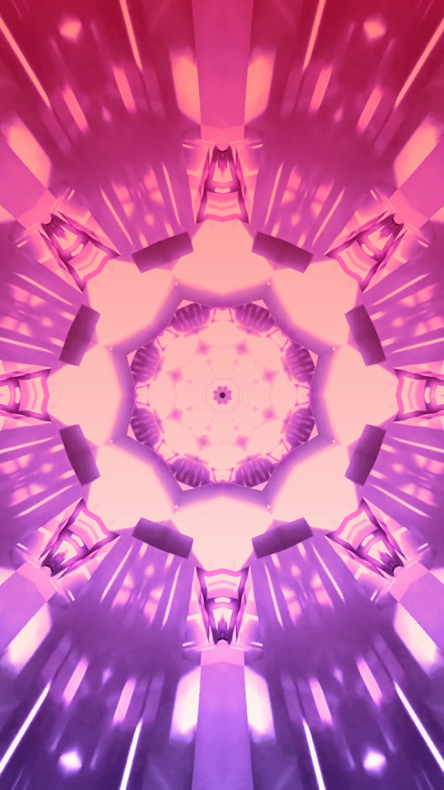 Neonový Tunel Růžový Kaleidoskop Ozubené Kolo Vortex VJ Loop 9:16 Reels 60fps Šetřič Obrazovky